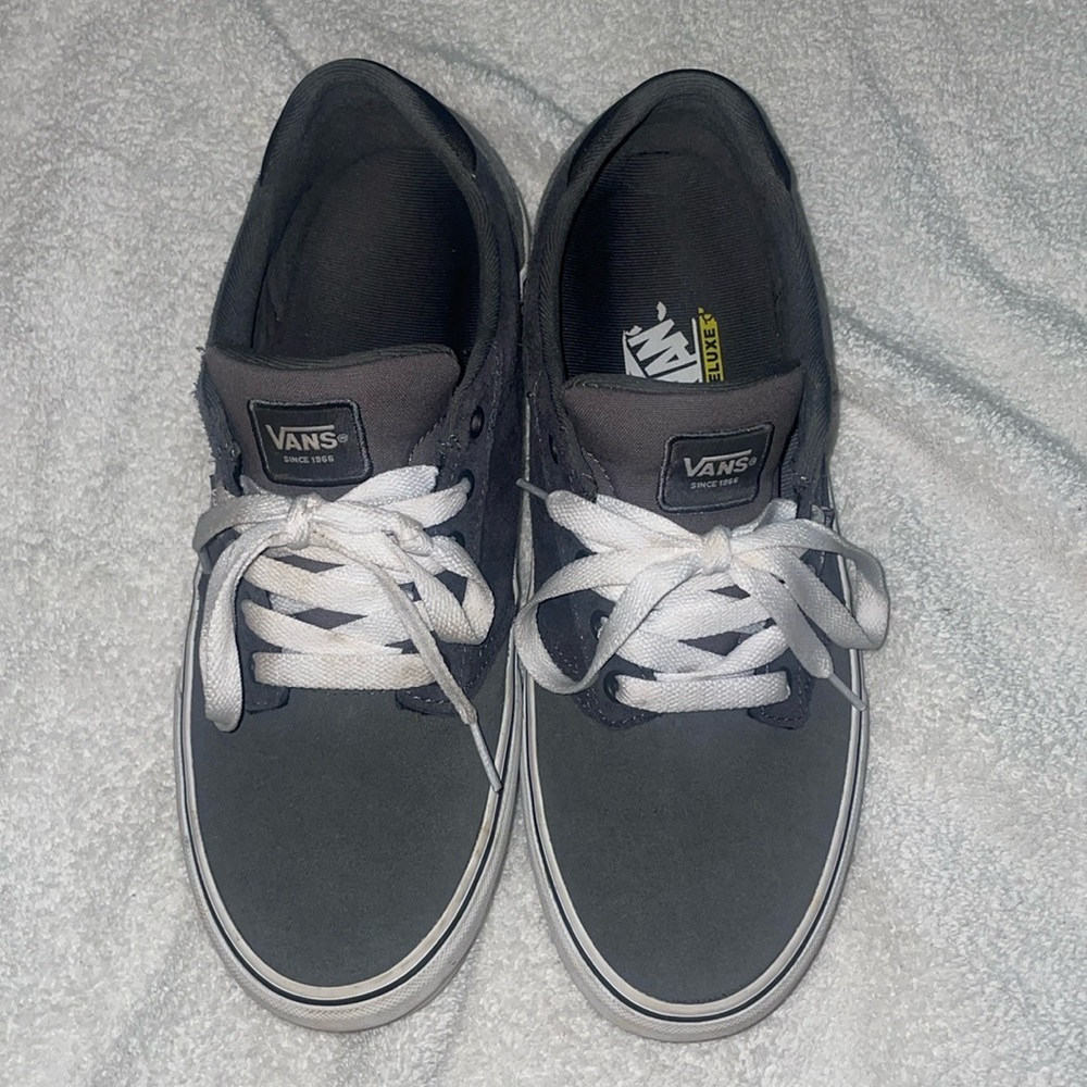 Grey skateboard vans.